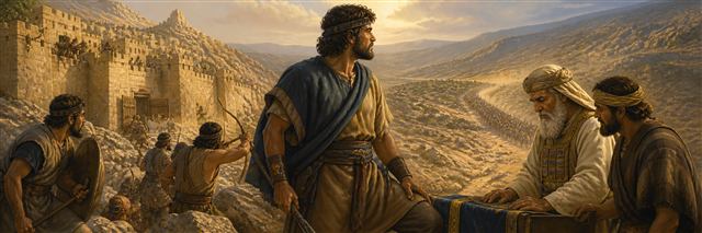 David watching approaching forces beside Abiathar and the ephod near Keilah